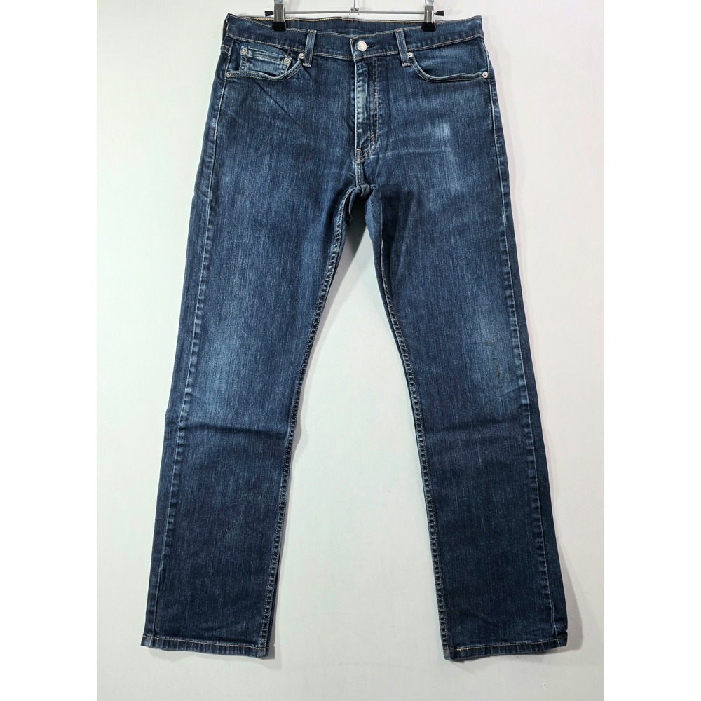 Levis 513 Slim Straight Jeans Mens TAG 33x32 Dark Wash Blue Denim (Fits 34x30)